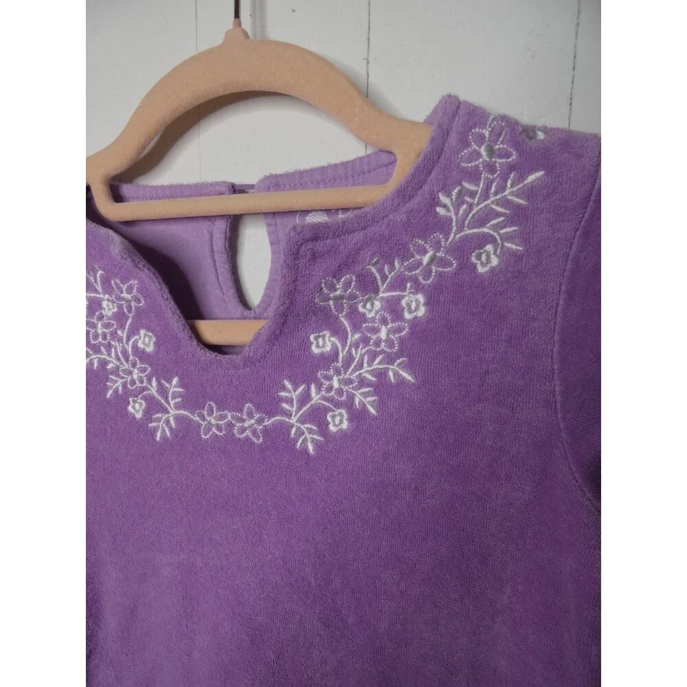 Ruffle Butts Girls 5 Purple Terry Cloth Cover Up Embroidered Pullover Dress